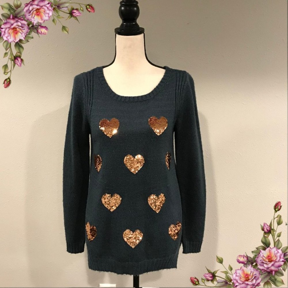 BOGO Sequin Heart Sweater
